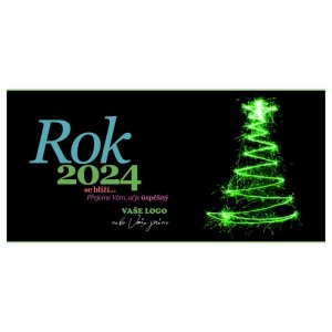 Tradiční novoroční přání v moderní promění zelený stromek z prskavek na černém pozadí.
