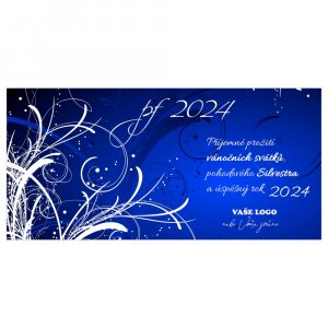 Mrazivé ornamenty jsou inspirací pro krásné zimní novoroční přání na tmavě modrém pozadí.