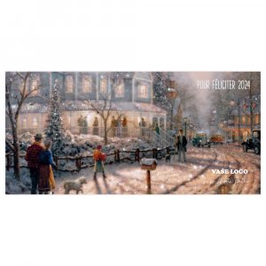 Vánoční přání jako malovaný obraz vánoční procházky historickým městem je ztělesněním klidu a pohody.